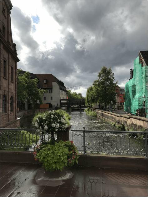 city view with water, on bridge