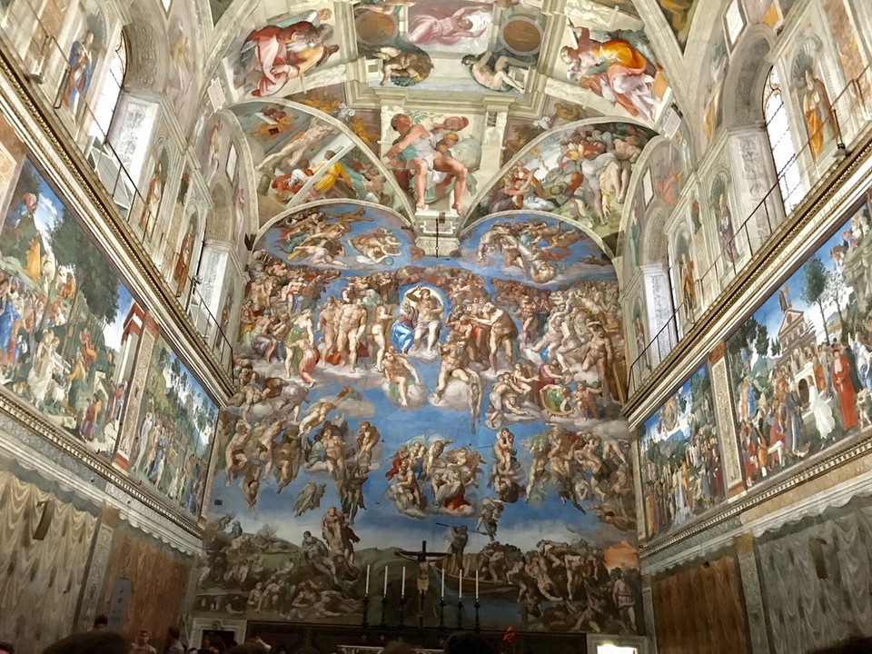 looking up in the Sistine Chapel