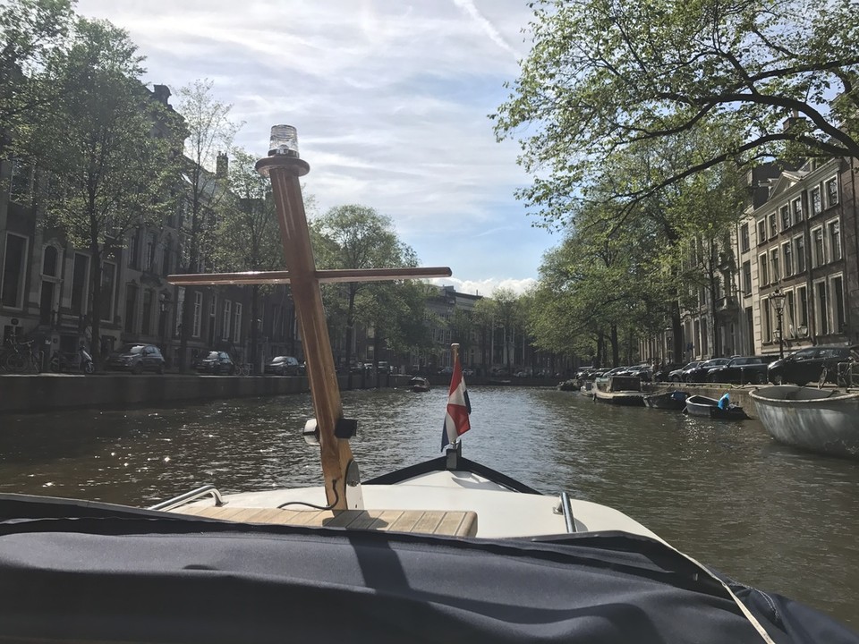 Canal view from the front of the boat